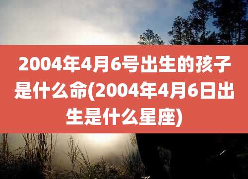 2004年4月6号出生的孩子是什么命(2004年4月6日出生是什么星座)