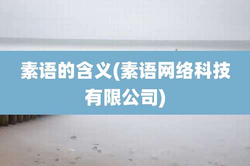 素语的含义(素语网络科技有限公司)