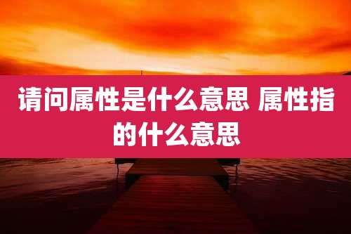 请问属性是什么意思 属性指的什么意思