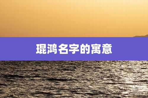 琨鸿名字的寓意