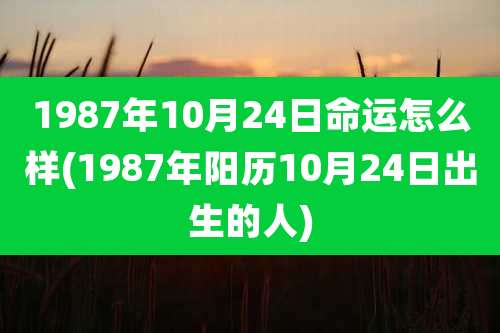 1987年10月24日命运怎么样(1987年阳历10月24日出生的人)