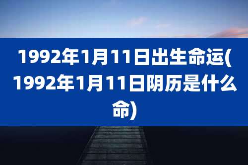 1992年1月11日出生命运(1992年1月11日阴历是什么命)