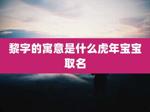 黎字的寓意是什么虎年宝宝取名