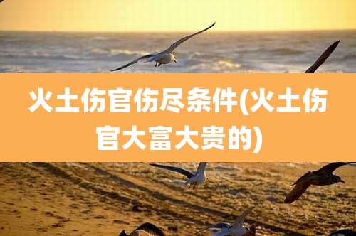 火土伤官伤尽条件(火土伤官大富大贵的)