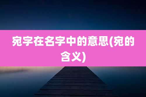 宛字在名字中的意思(宛的含义)