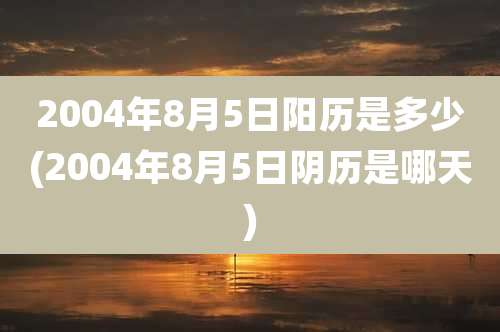 2004年8月5日阳历是多少(2004年8月5日阴历是哪天)