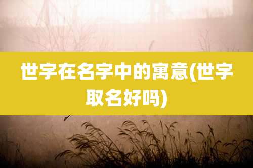 世字在名字中的寓意(世字取名好吗)