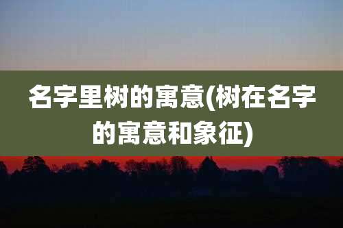 名字里树的寓意(树在名字的寓意和象征)