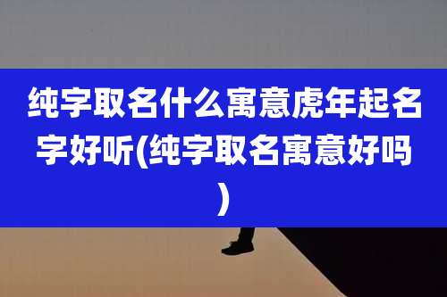 纯字取名什么寓意虎年起名字好听(纯字取名寓意好吗)