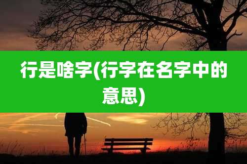 行是啥字(行字在名字中的意思)