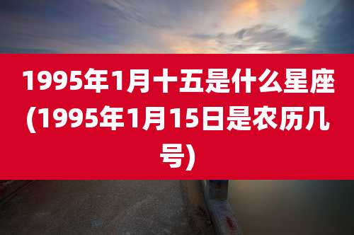 1995年1月十五是什么星座(1995年1月15日是农历几号)