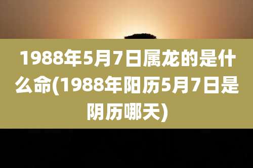 1988年5月7日属龙的是什么命(1988年阳历5月7日是阴历哪天)