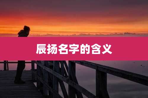 辰扬名字的含义