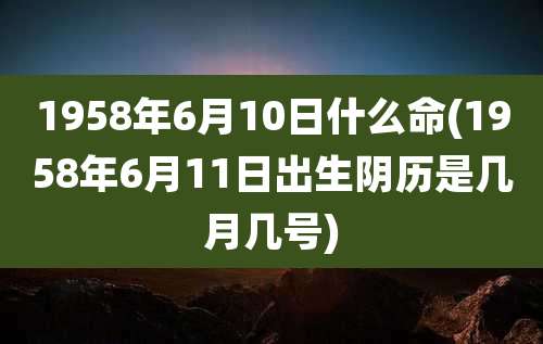 1958年6月10日什么命(1958年6月11日出生阴历是几月几号)