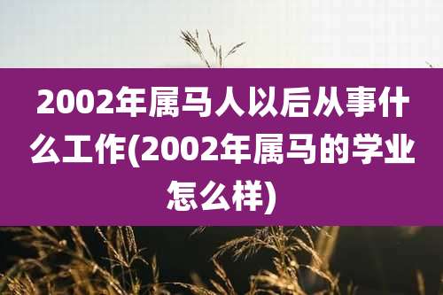 2002年属马人以后从事什么工作(2002年属马的学业怎么样)