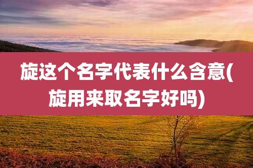 旋这个名字代表什么含意(旋用来取名字好吗)