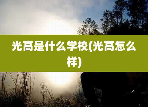 光高是什么学校(光高怎么样)