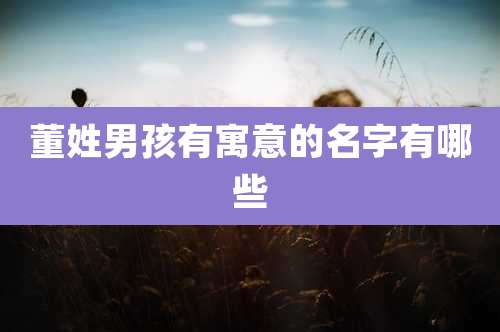 董姓男孩有寓意的名字有哪些