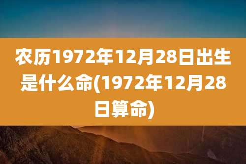 农历1972年12月28日出生是什么命(1972年12月28日算命)