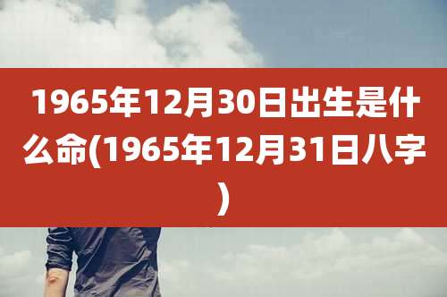 1965年12月30日出生是什么命(1965年12月31日八字)