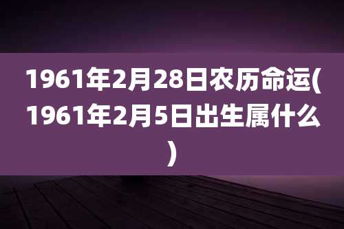 1961年2月28日农历命运(1961年2月5日出生属什么)
