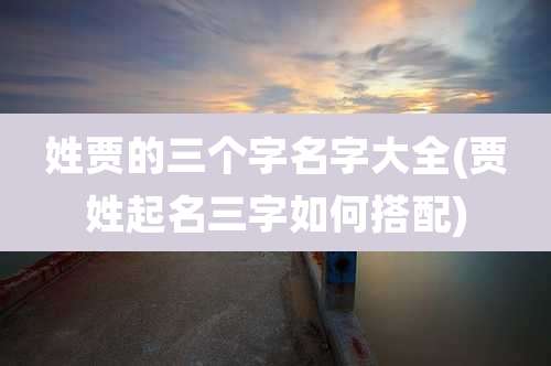 姓贾的三个字名字大全(贾姓起名三字如何搭配)