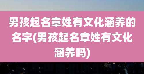 男孩起名章姓有文化涵养的名字(男孩起名章姓有文化涵养吗)