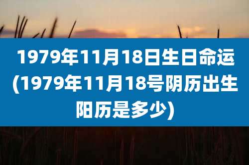 1979年11月18日生日命运(1979年11月18号阴历出生阳历是多少)