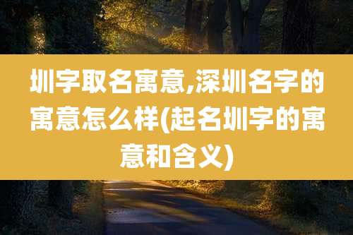圳字取名寓意,深圳名字的寓意怎么样(起名圳字的寓意和含义)