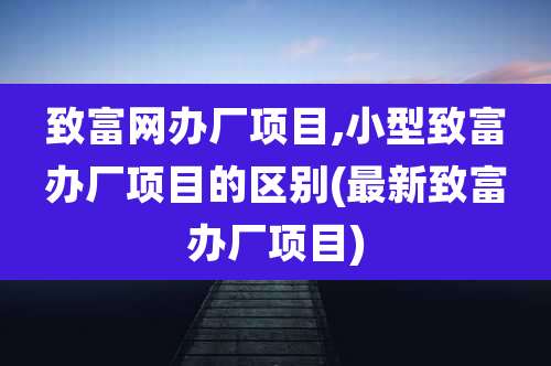 致富网办厂项目,小型致富办厂项目的区别(最新致富办厂项目)