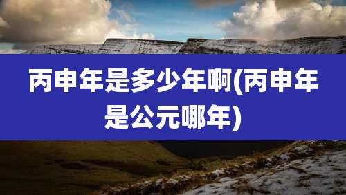 丙申年是多少年啊(丙申年是公元哪年)