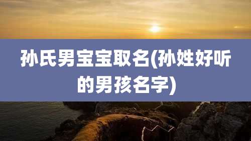 孙氏男宝宝取名(孙姓好听的男孩名字)