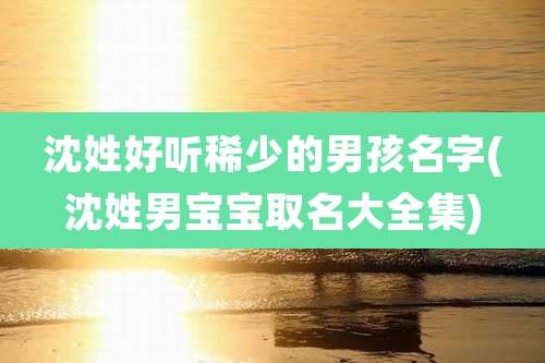 沈姓好听稀少的男孩名字(沈姓男宝宝取名大全集)