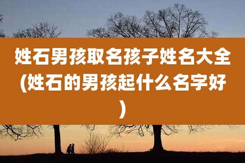 姓石男孩取名孩子姓名大全(姓石的男孩起什么名字好)