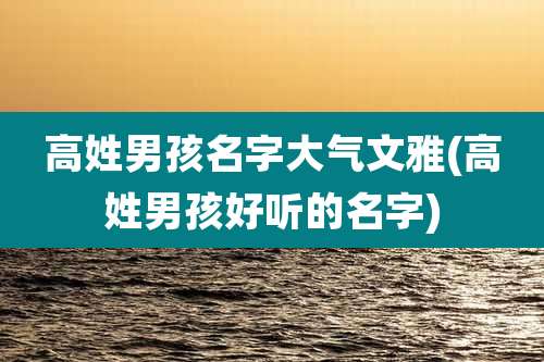高姓男孩名字大气文雅(高姓男孩好听的名字)