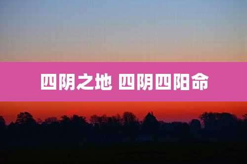 四阴之地 四阴四阳命