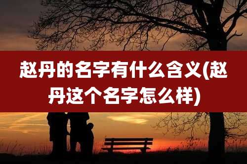 赵丹的名字有什么含义(赵丹这个名字怎么样)