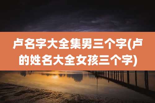 卢名字大全集男三个字(卢的姓名大全女孩三个字)