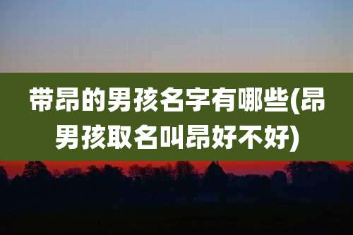 带昂的男孩名字有哪些(昂男孩取名叫昂好不好)