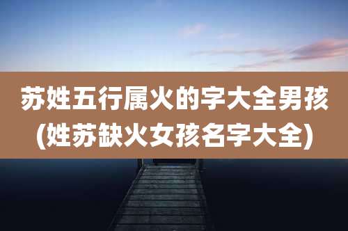 苏姓五行属火的字大全男孩(姓苏缺火女孩名字大全)