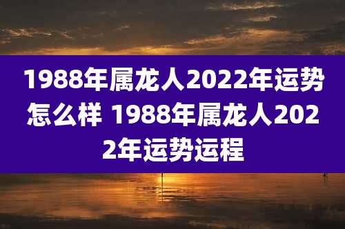 1988年属龙人2022年运势怎么样 1988年属龙人2022年运势运程