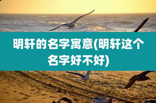 明轩的名字寓意(明轩这个名字好不好)
