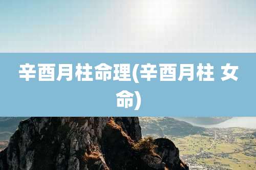 辛酉月柱命理(辛酉月柱 女命)