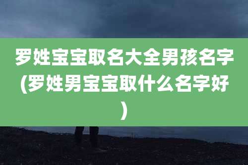 罗姓宝宝取名大全男孩名字(罗姓男宝宝取什么名字好)