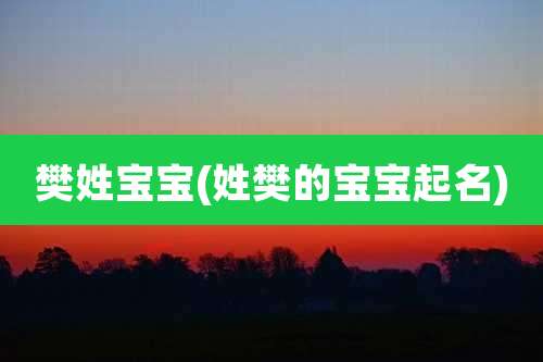 樊姓宝宝(姓樊的宝宝起名)