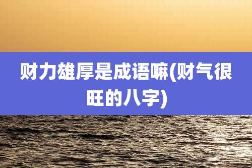 财力雄厚是成语嘛(财气很旺的八字)