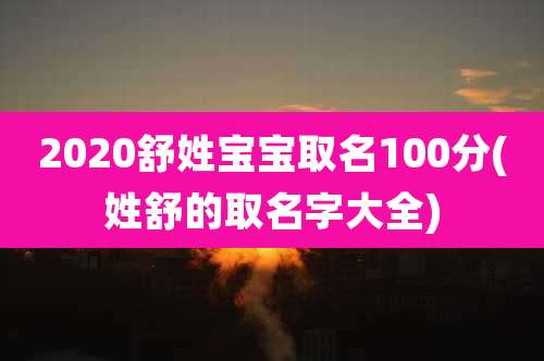 2020舒姓宝宝取名100分(姓舒的取名字大全)