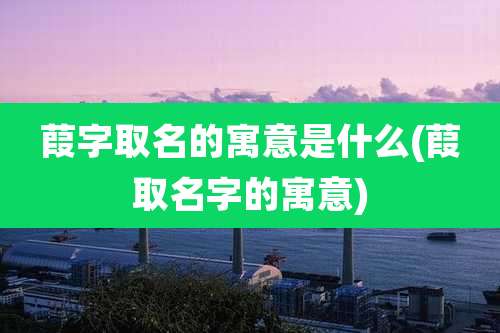葭字取名的寓意是什么(葭取名字的寓意)