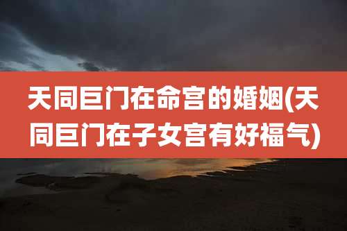 天同巨门在命宫的婚姻(天同巨门在子女宫有好福气)