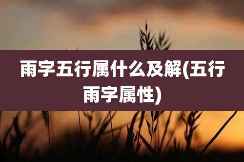雨字五行属什么及解(五行雨字属性)